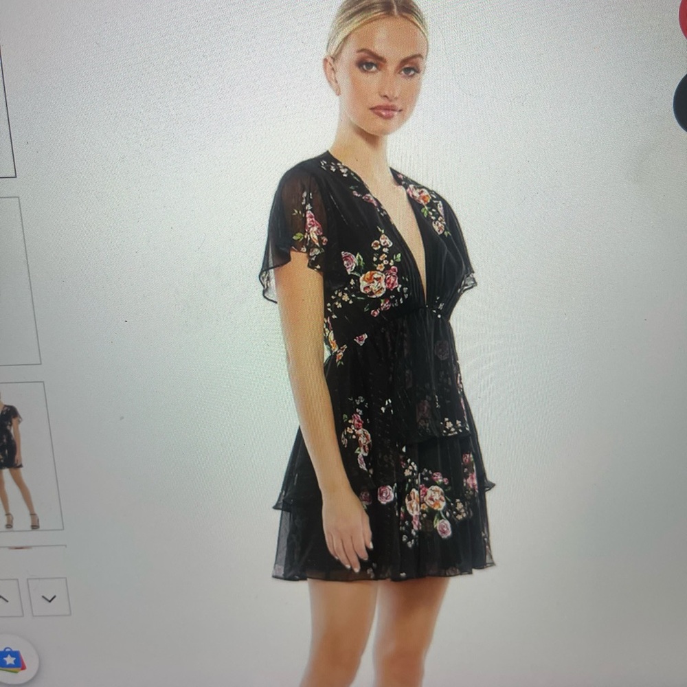 Ienna Duggal ruffled plunging v neck dress